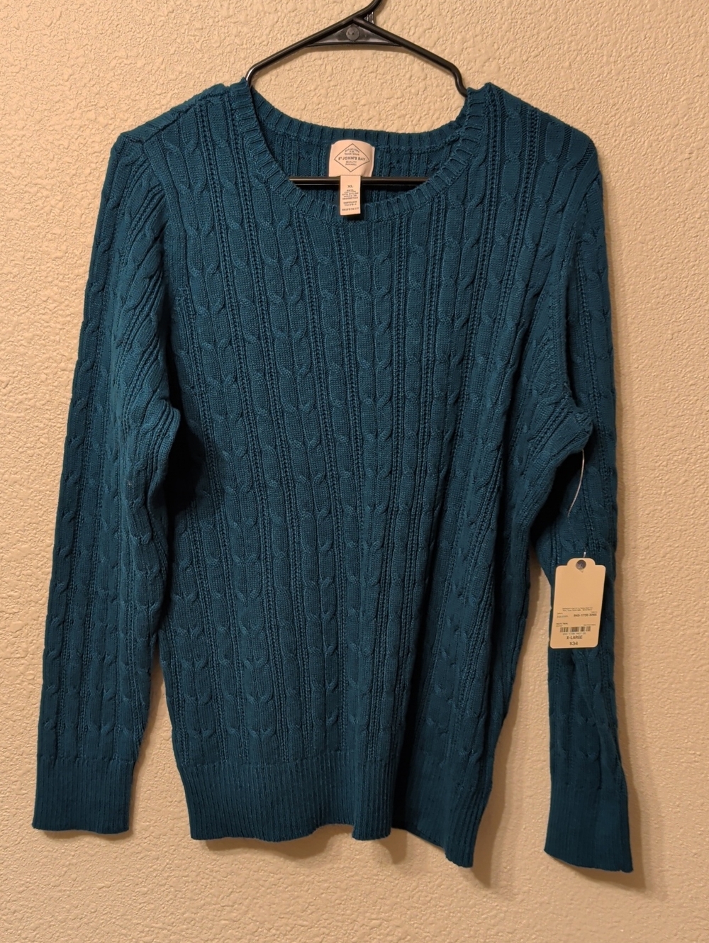 St. John's Bay Teal Cable-Knit Crewneck Sweater